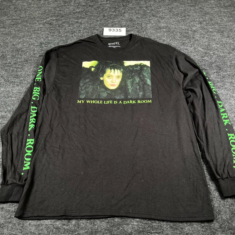 Beetlejuice Shirt Mens XL Black Cotton MY WHOLE LIFE IS A DARK ROOM Graphic